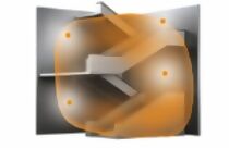 Representación gráfica de una escalera con el área de detección del sensor en naranja