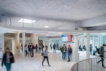 Entrance area with lots of people at the University of Lille