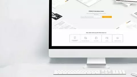 Ein Monitor mit dem STEINEL Download Portal darauf geöffnet