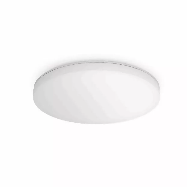 Runde, moderne Deckenleuchte mit schlichtem, weißen Design für Innenbereiche.