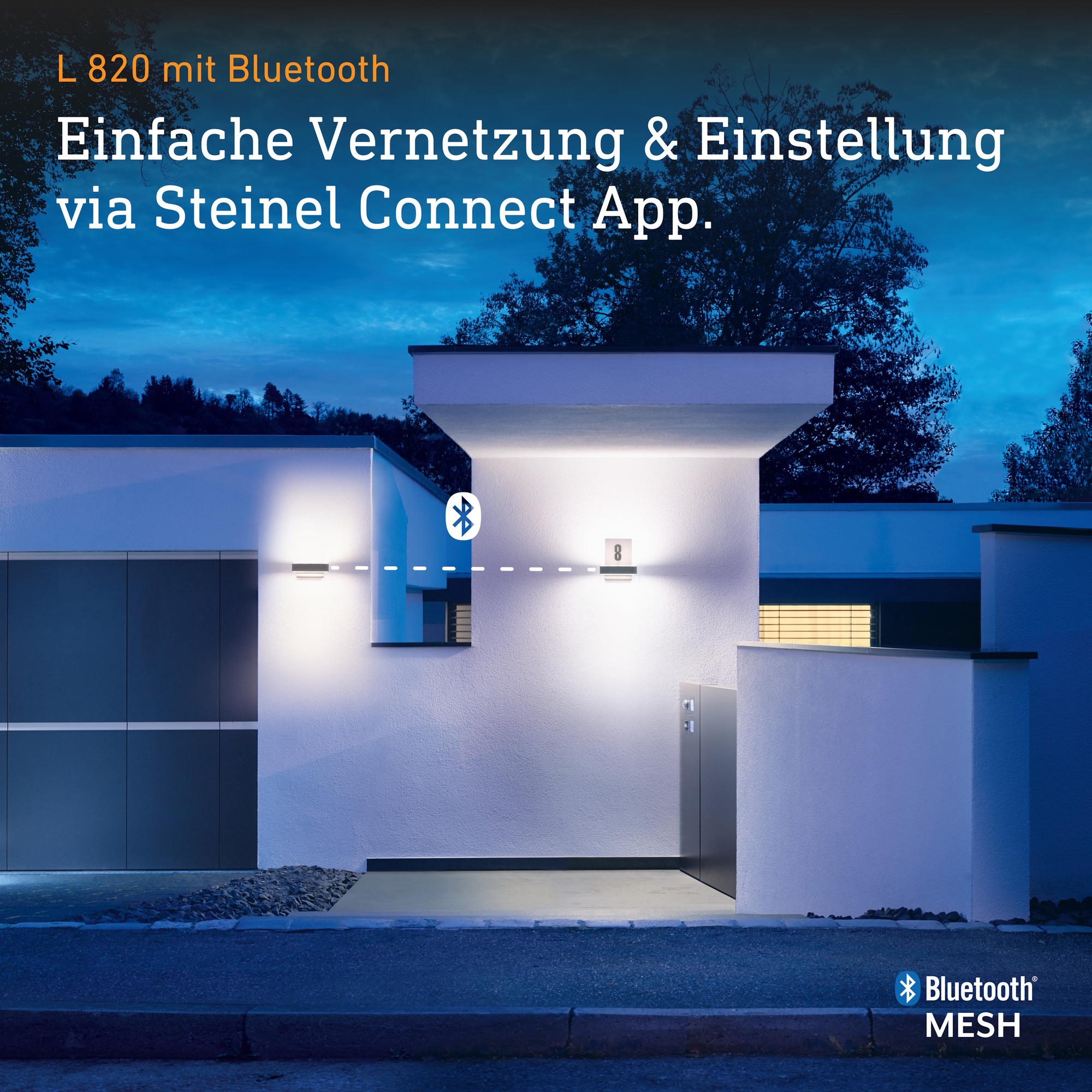 Steinel Außenwandleuchte L 800 SC Connect – Insektenfreundliches 1800 K Amberlicht, 160° IHF-Sensor, Smart Dimmbar, Anthrazit, 7,7 W, 428 Lm